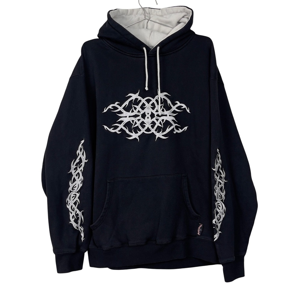Vintage Y2K Sapphire Lounge Hoodie Tribal Embroidery XXL Black Skate‎ Grunge